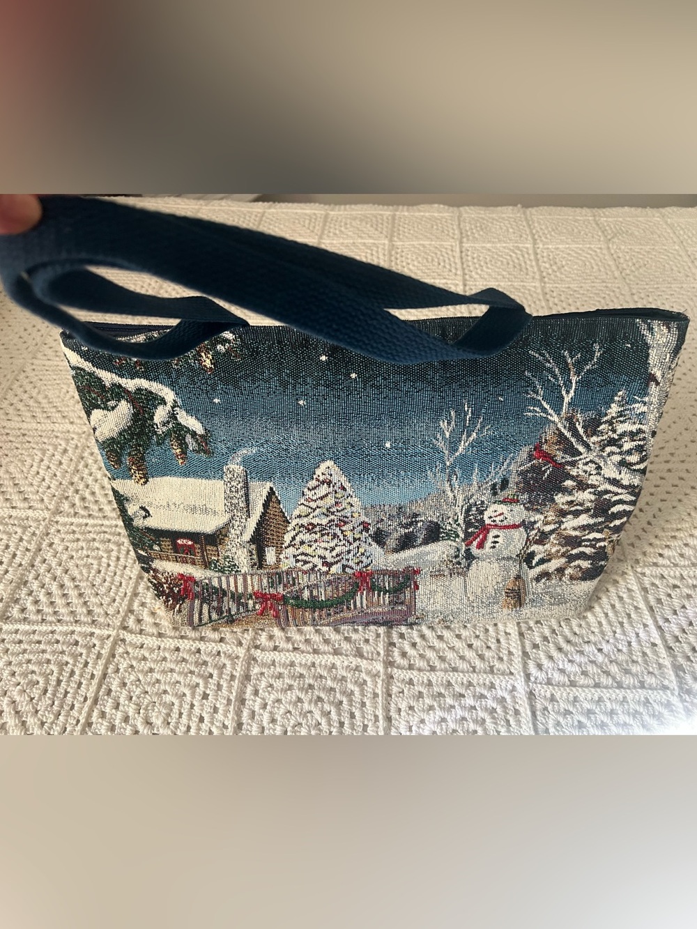 Snowy Scenery Tapestry Tote Bag - Picture 2 of 7